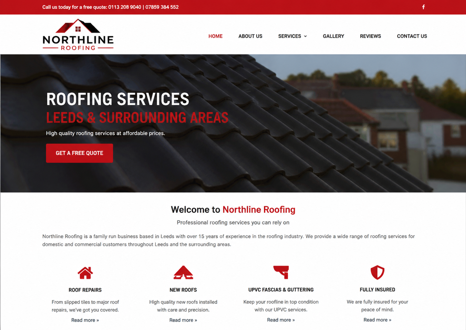 Roofing website before ApexLocal