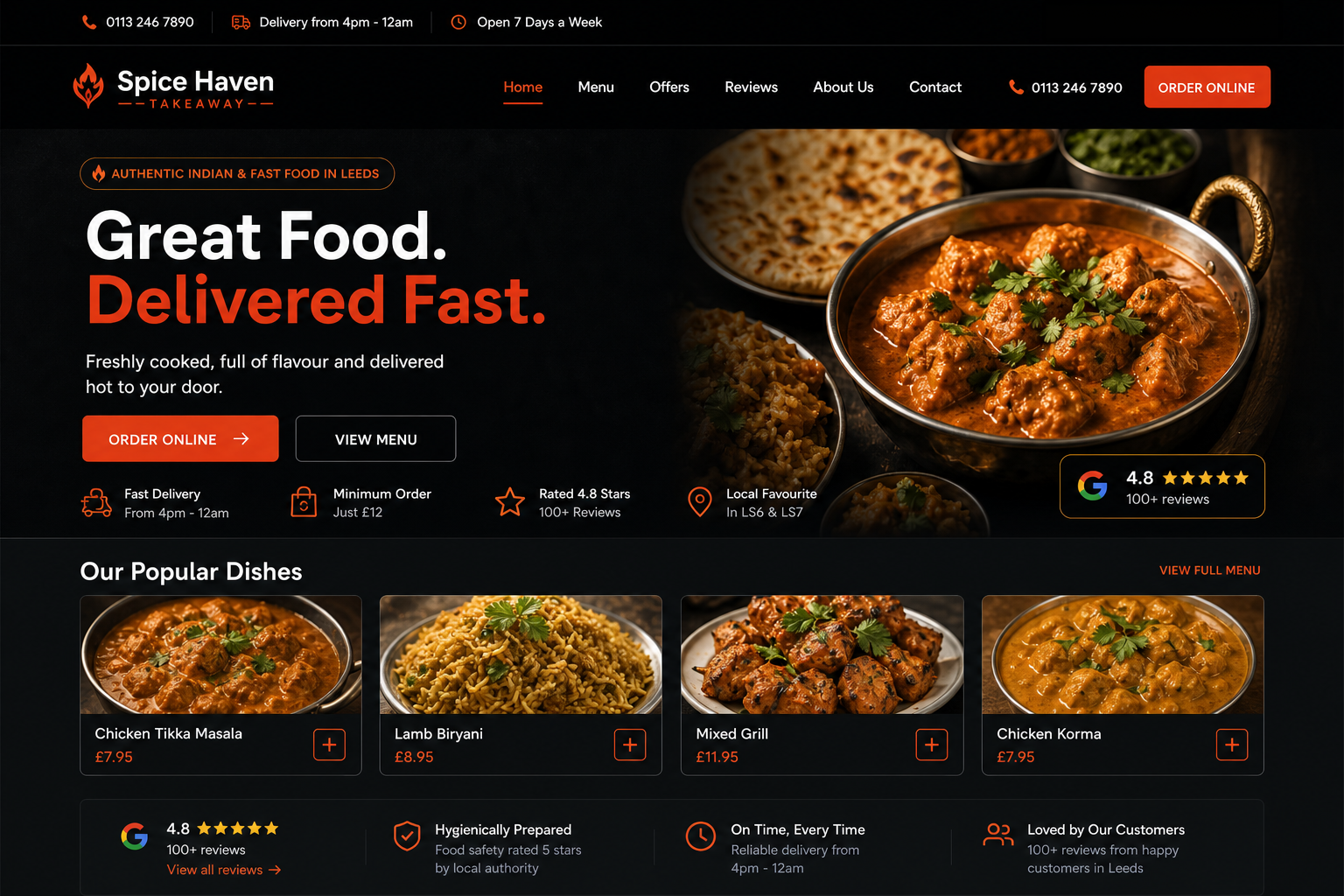 Restaurant website after ApexLocal